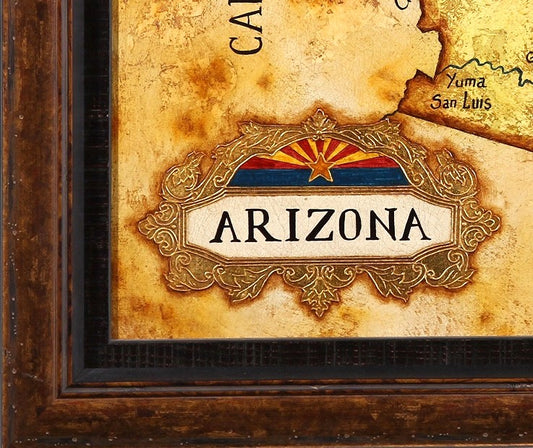 Julius Lira Salazar 'Map of Arizona' Painting - Centaur Art Galleries