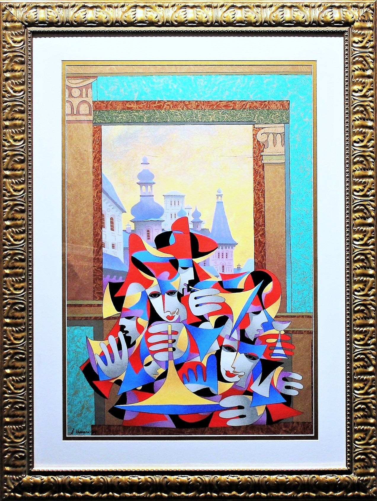 Anatole Krasnyansky 'Gold & Teal Over Looking the City' - Centaur Art Galleries