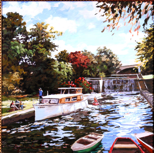 Lopez Salcedo 'River Scene' Painting - Centaur Art Galleries