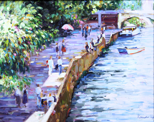 Lisandro Lopez 'River Walk' Painting - Centaur Art Galleries