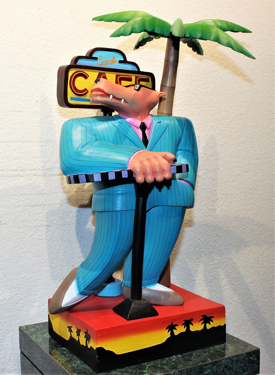 Markus Pierson 'Sunset Cafe' Wooden Sculpture - Centaur Art Galleries