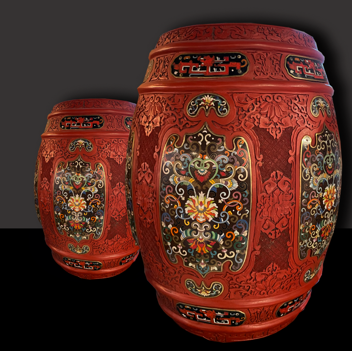 Cloisonné Inlaid Garden Seats - Centaur Art Galleries