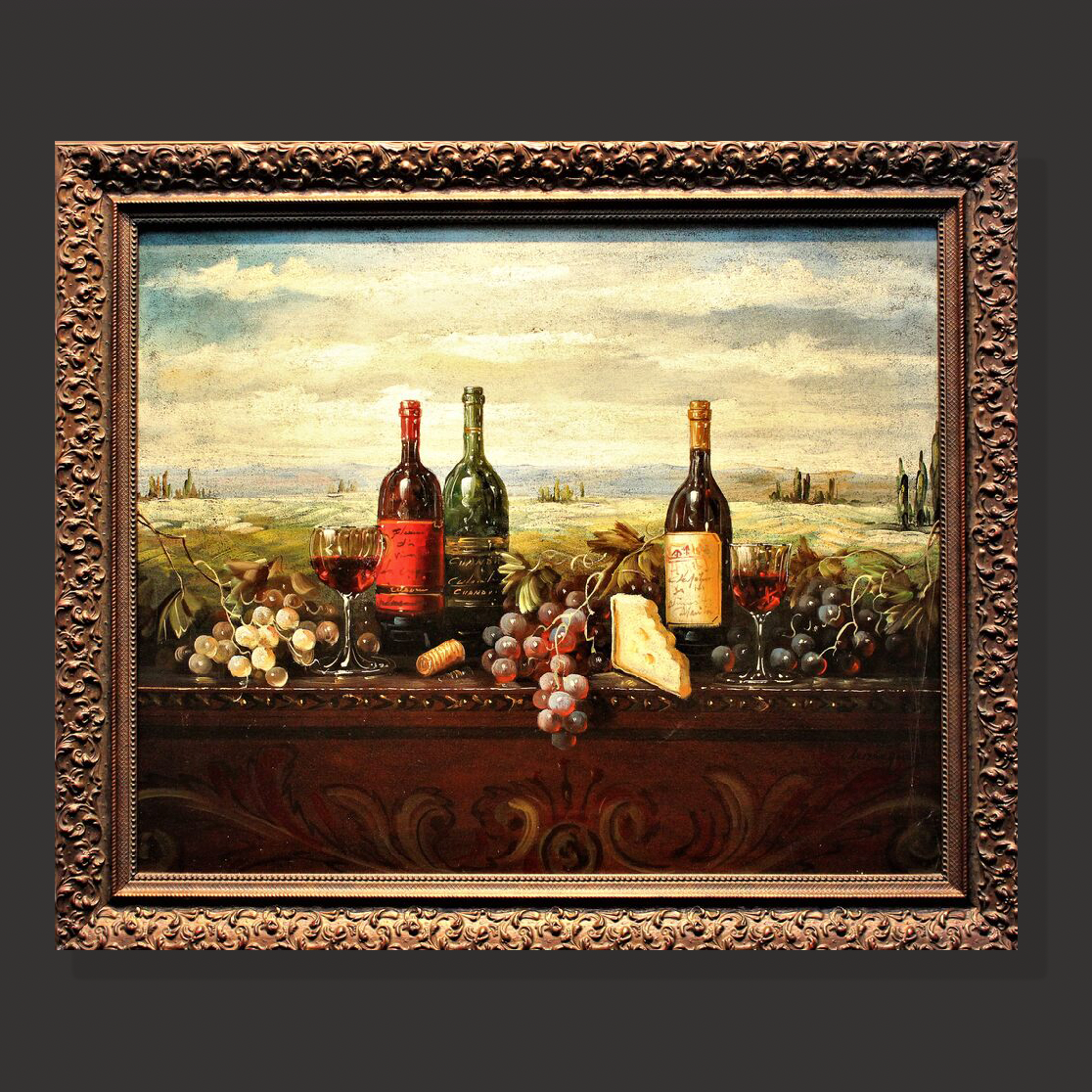 Bartolome Luzanquis "Wine, Grapes & Cheese" - Centaur Art Galleries