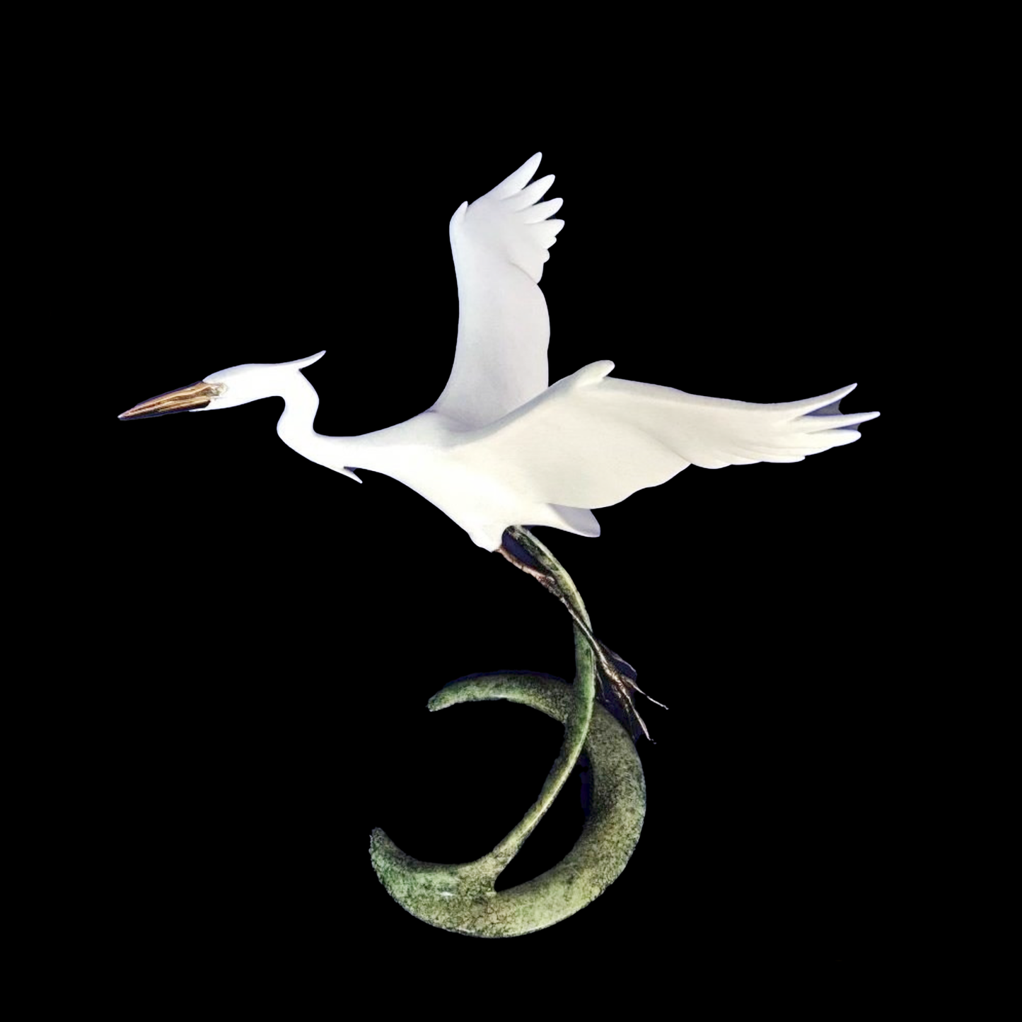 Brian Arthur 'Open Wing Snow White Egret' - Centaur Art Galleries