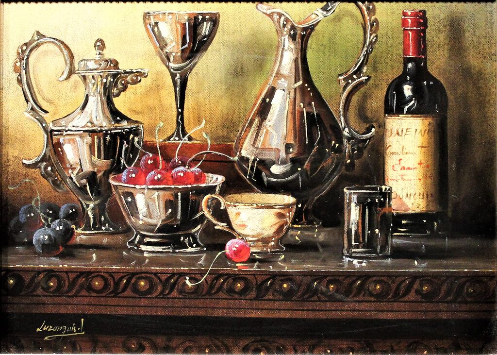 Bartolome Luzanquis "Vinos Y Cerezas" - Centaur Art Galleries