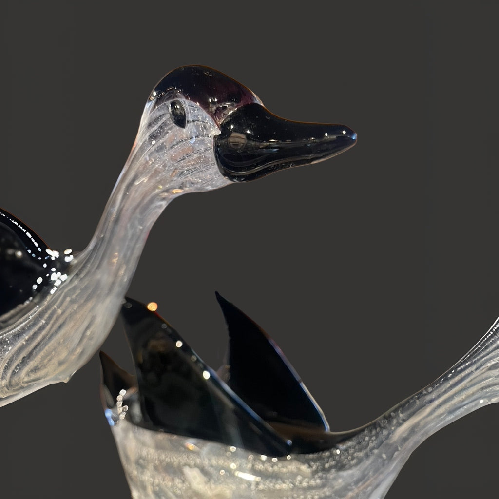 Licio Zanetti 'Murano Glass Geese w/ Bronze Base' Sculpture (VERY RARE) - Centaur Art Galleries