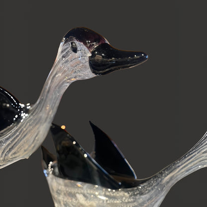 Licio Zanetti 'Murano Glass Geese w/ Bronze Base' Sculpture (VERY RARE) - Centaur Art Galleries