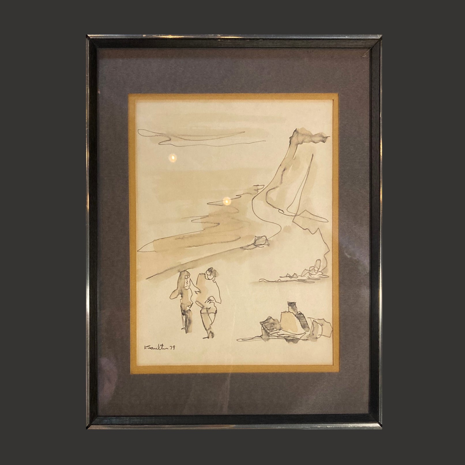 Leon Saulter 'Beach Stroll' Original painting - Centaur Art Galleries