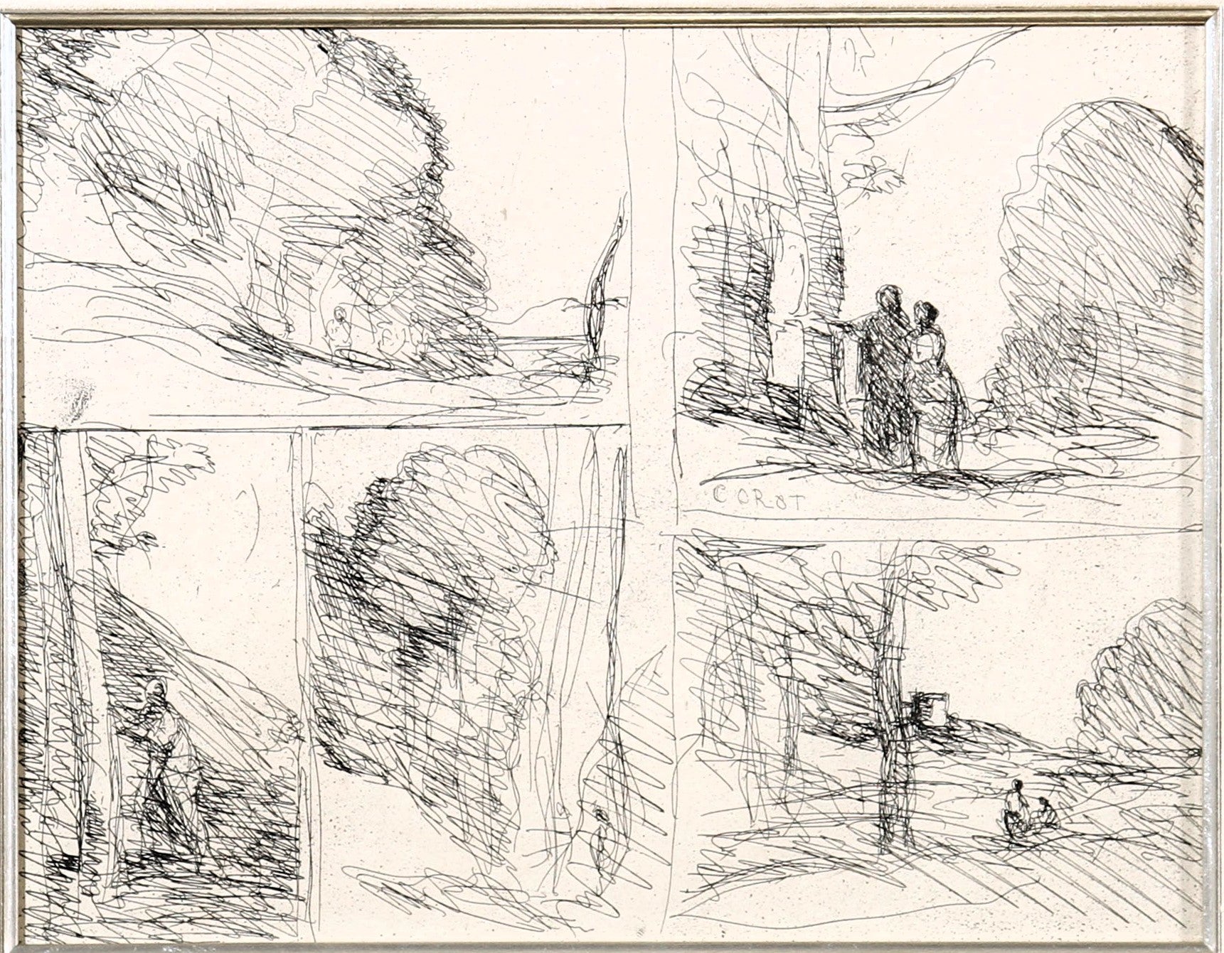 Jean-Baptiste Camille Corot '5 Etching on one Plate' - Centaur Art Galleries