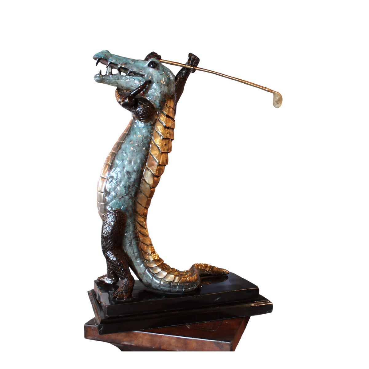 Bronze Crocodile Golfer Sculpture (Lg)