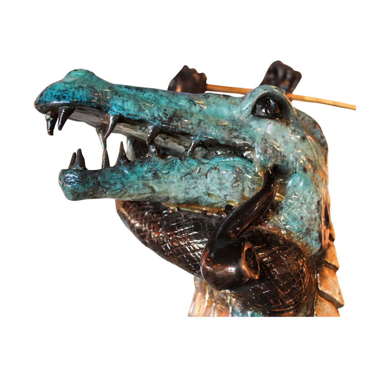 Bronze Crocodile Golfer Sculpture (Lg)