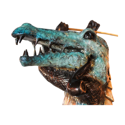 Bronze Crocodile Golfer Sculpture (Lg)
