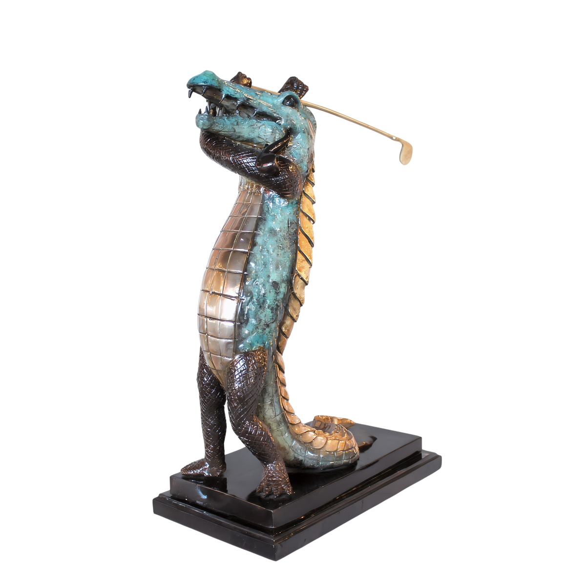 Bronze Crocodile Golfer Sculpture (Lg)
