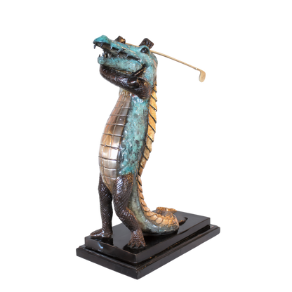 Bronze Crocodile Golfer Sculpture (Lg)
