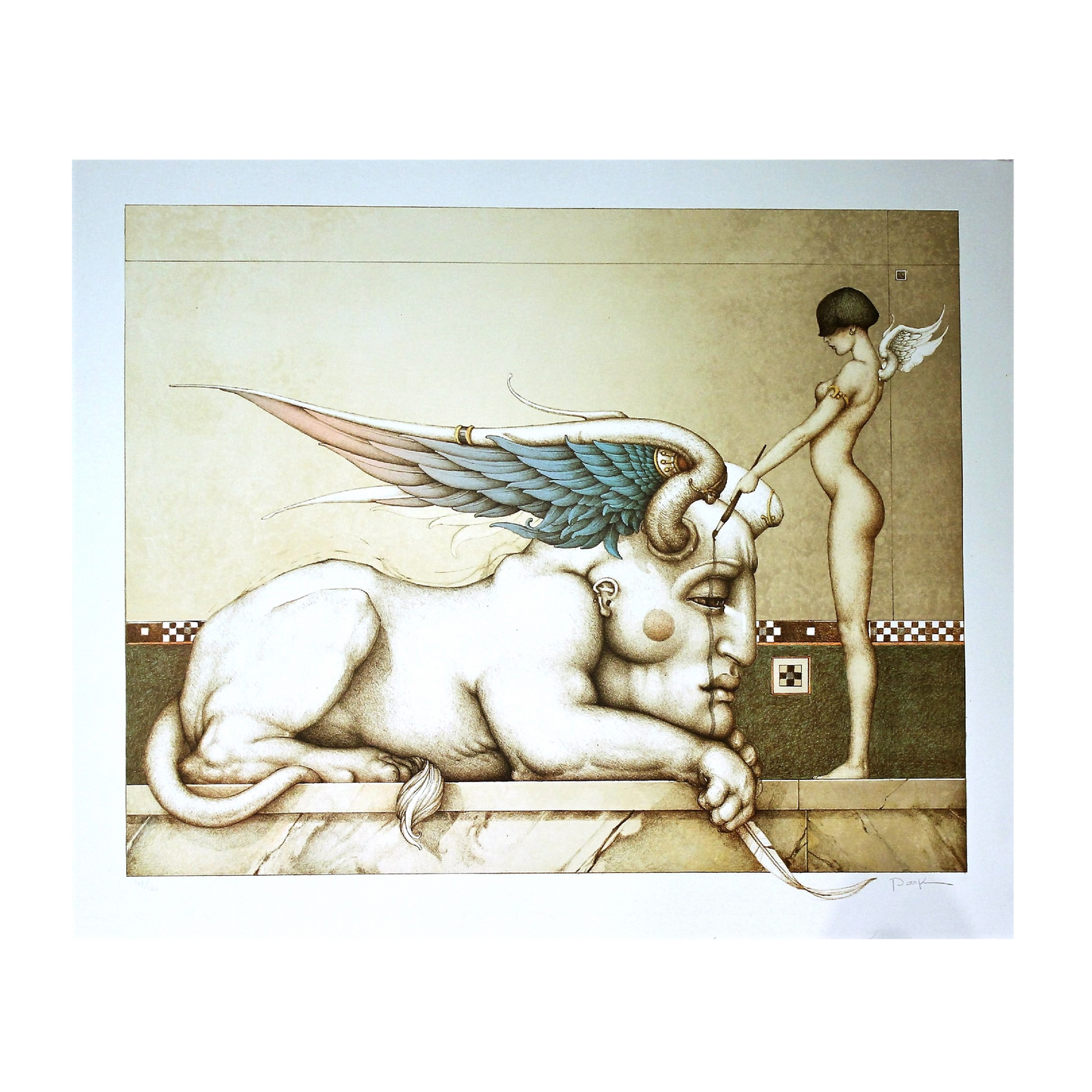 Michael Parkes 'Designing the Sphinx' 1991 (Unframed) - Centaur Art Galleries