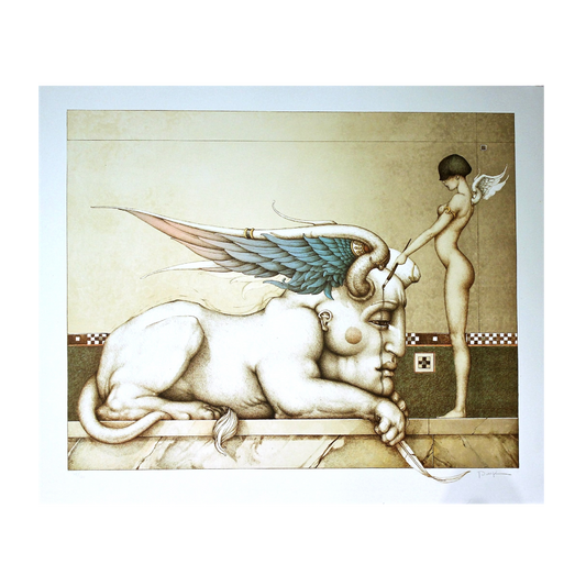 Michael Parkes 'Designing the Sphinx' 1991 (Unframed) - Centaur Art Galleries
