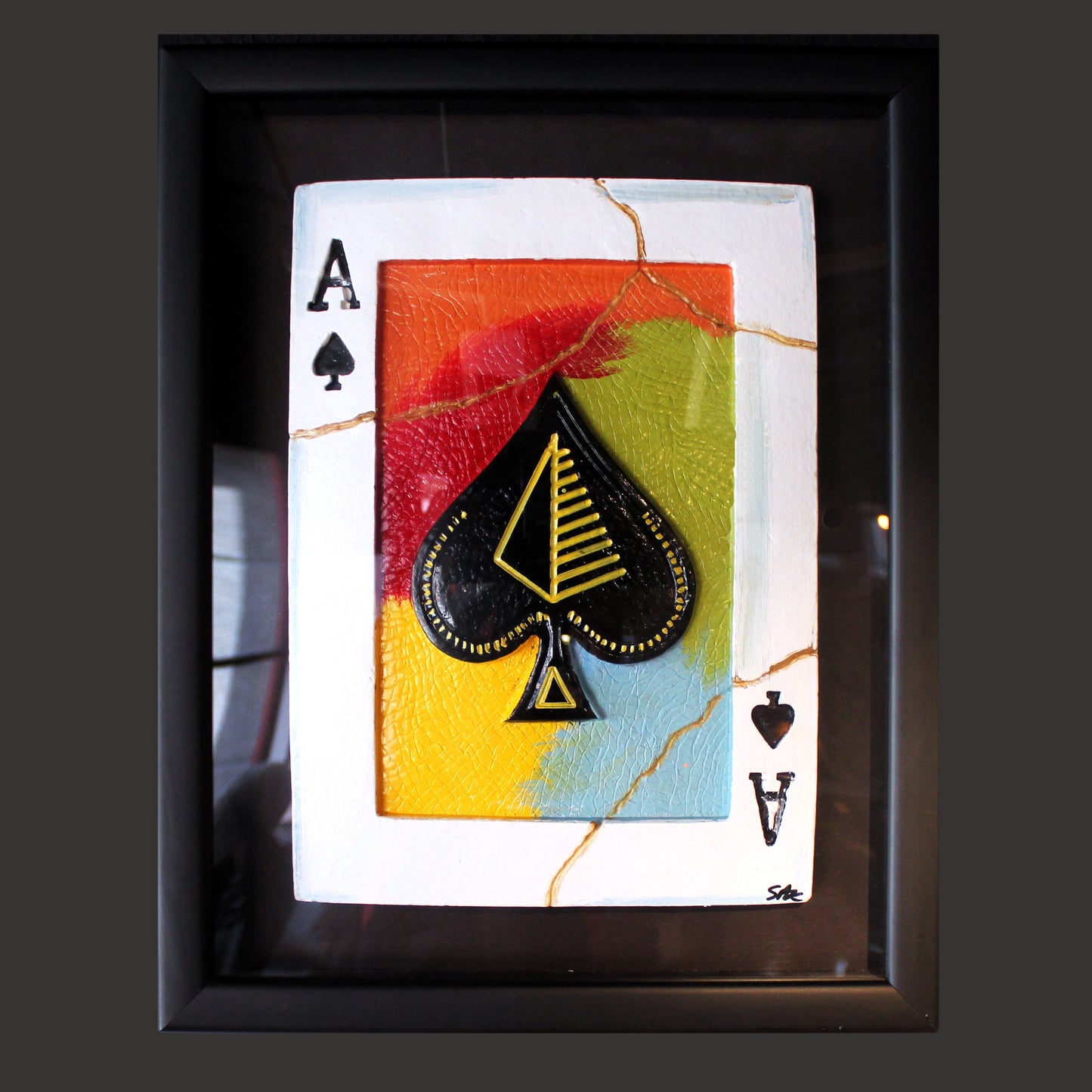 Steve Kaufman 'Ace of Spades' Hand-Made Tile Playing Card - Centaur Art Galleries