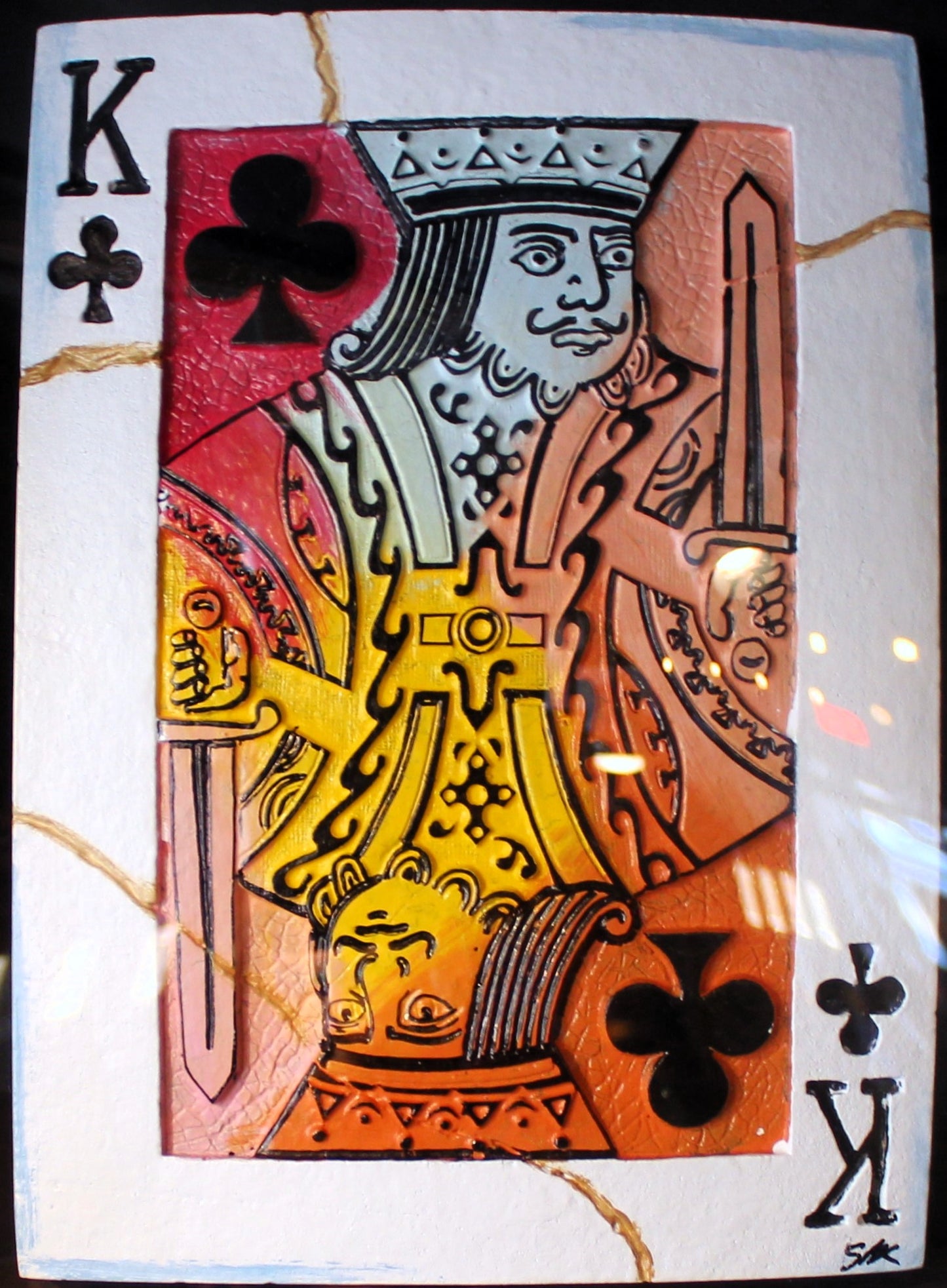 Steve Kaufman 'King of Clubs' Hand-Made Tile Playing Cards - Centaur Art Galleries