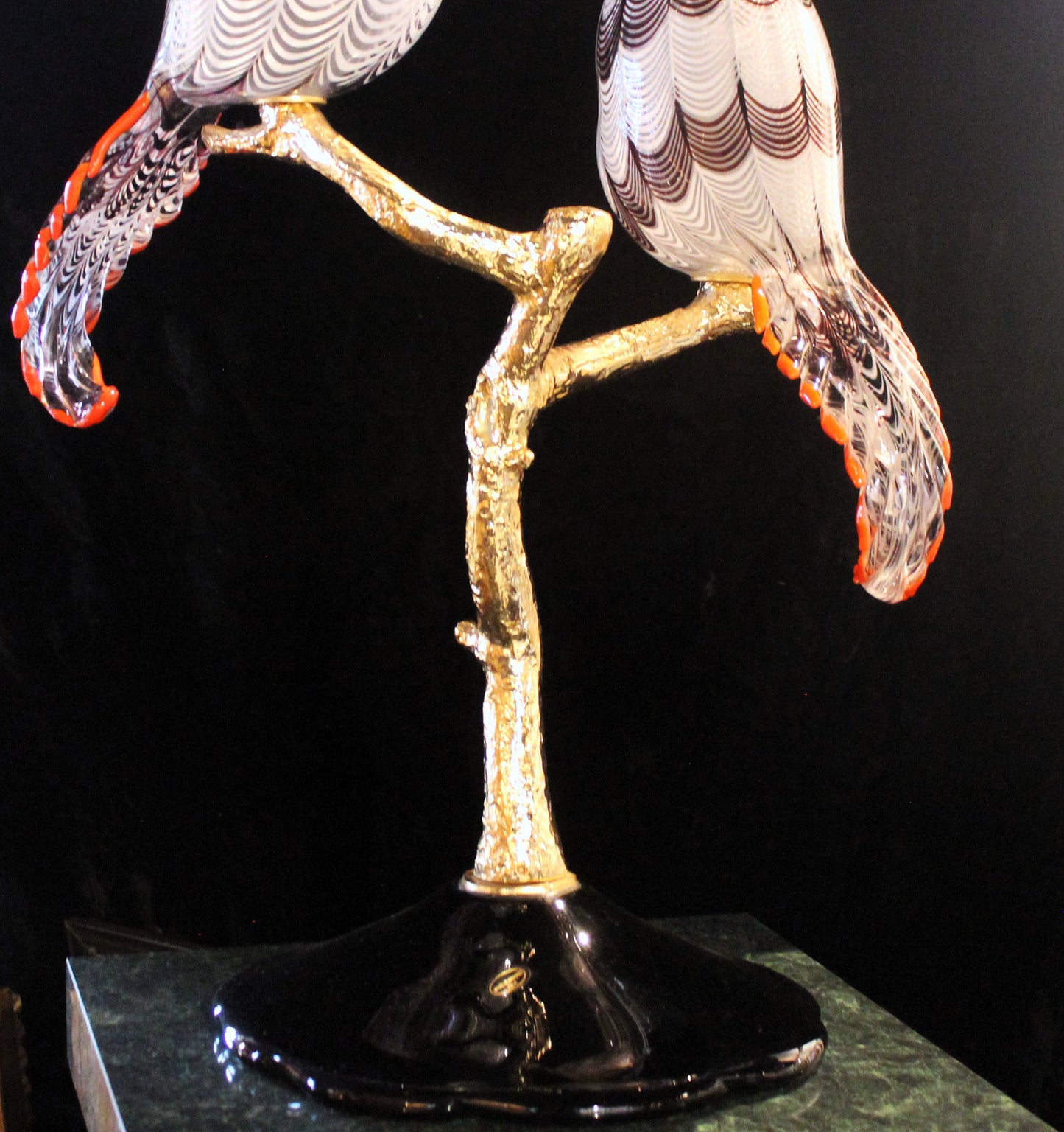 Licio Zanetti 'Murano Glass Cockatoos w/ Bronze Base' Sculpture (VERY RARE) - Centaur Art Galleries