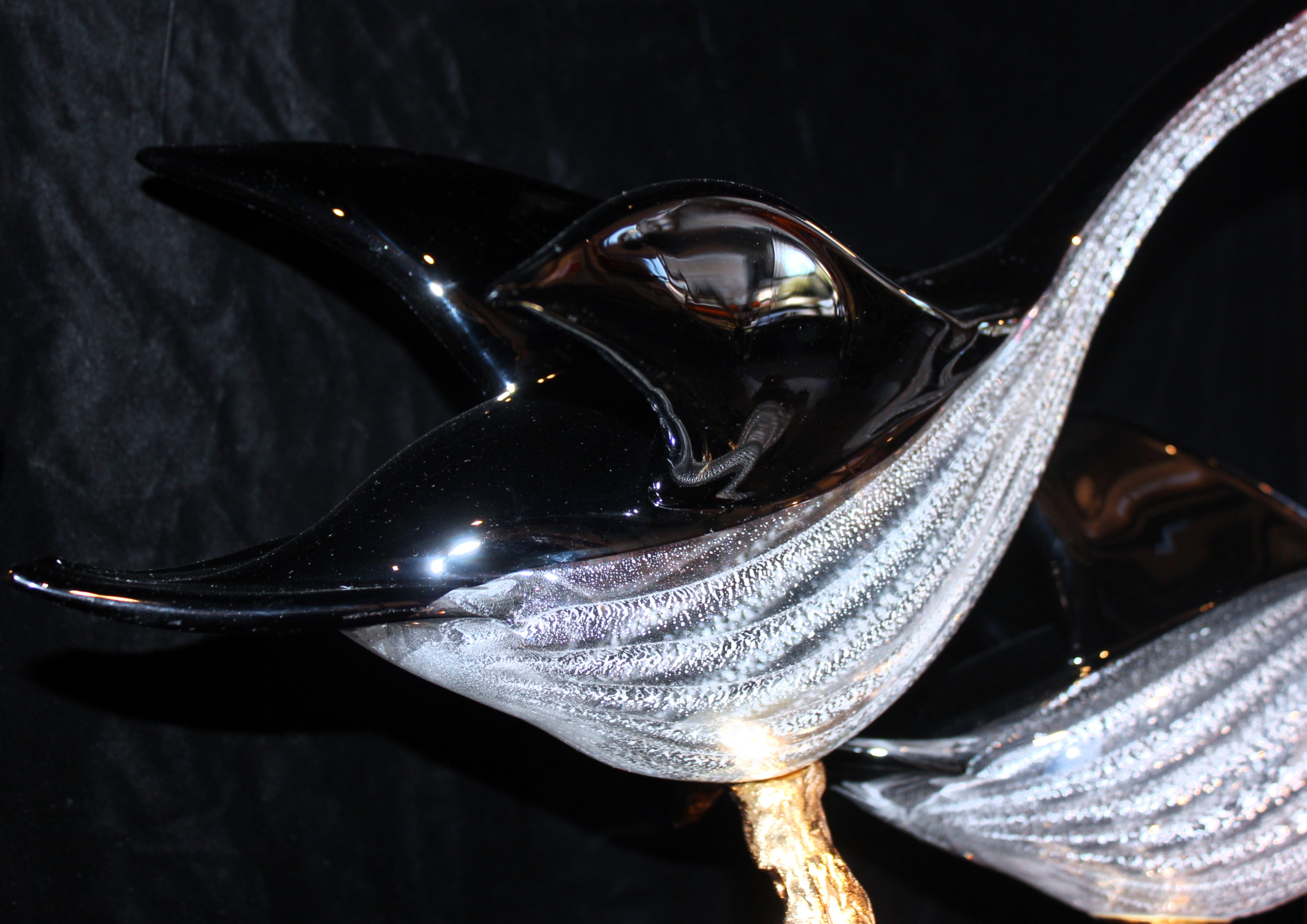 Licio Zanetti 'Murano Glass Geese w/ Bronze Base' Sculpture (VERY