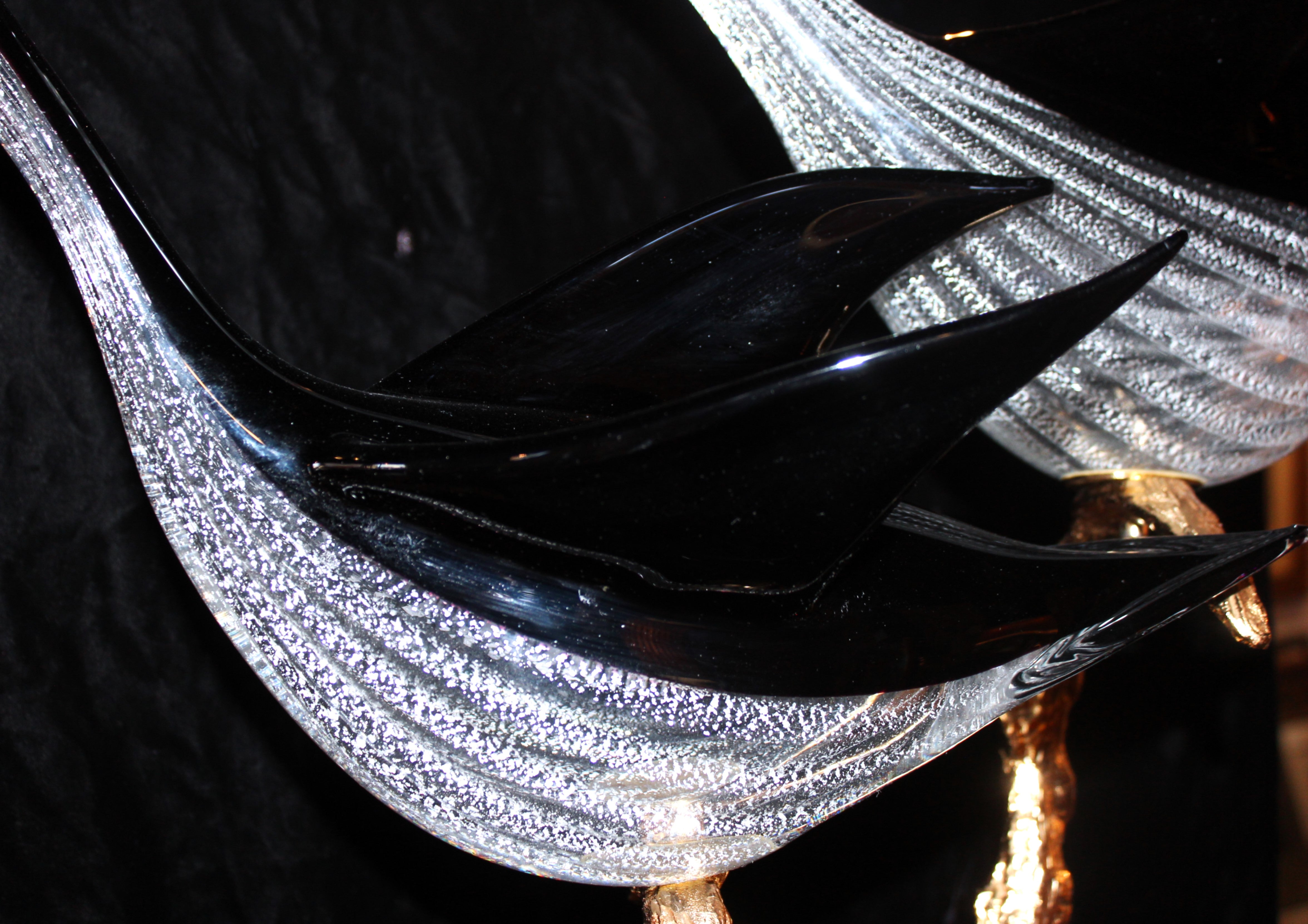 Licio Zanetti 'Murano Glass Geese w/ Bronze Base' Sculpture (VERY RARE