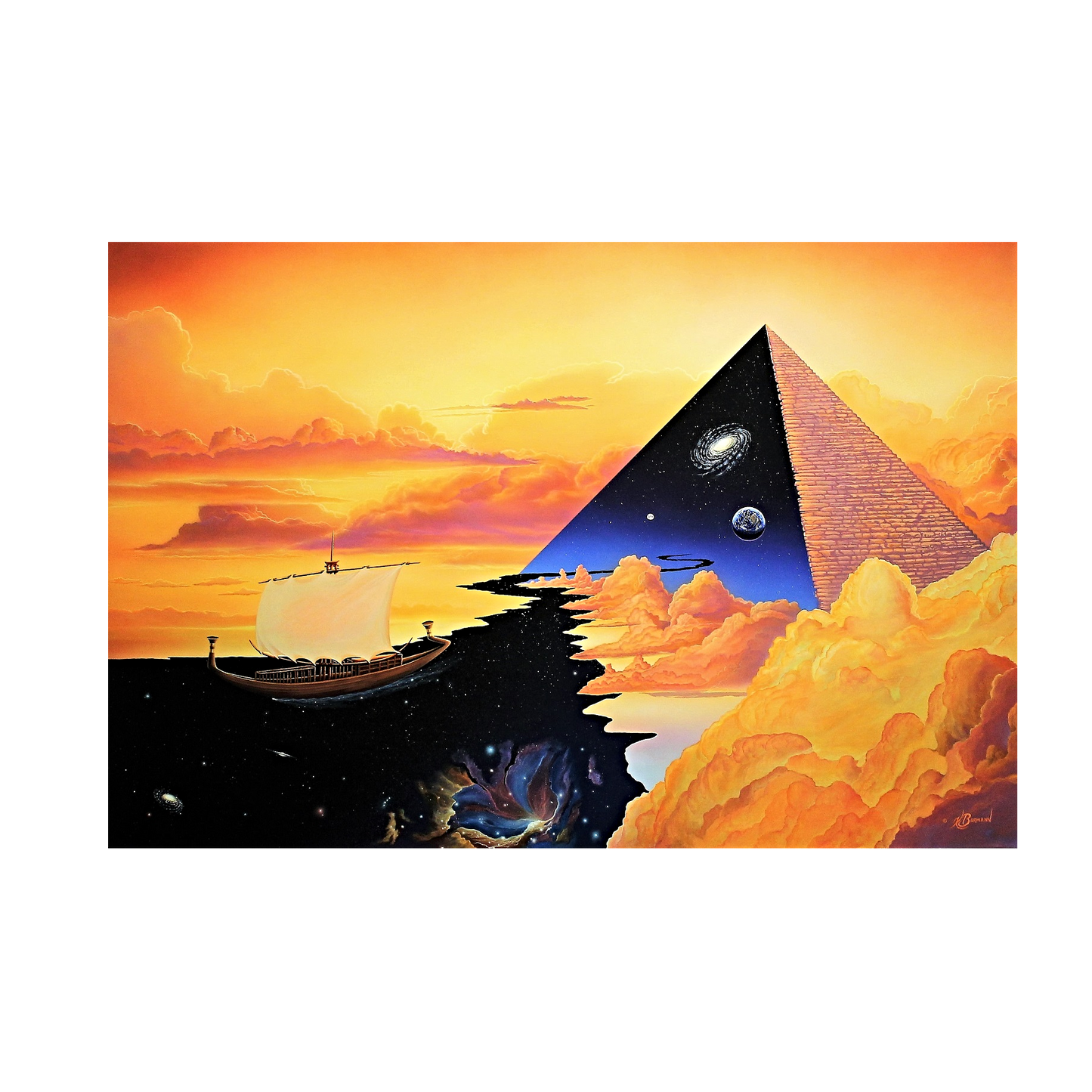 Kurt Burmann 'The Cosmic Nile'  Stretched Painting