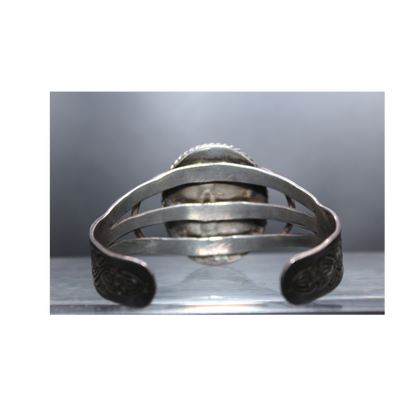 Stunning Vintage Navajo Cuff Bracelet Sterling Silver w/ Royston Turquoise