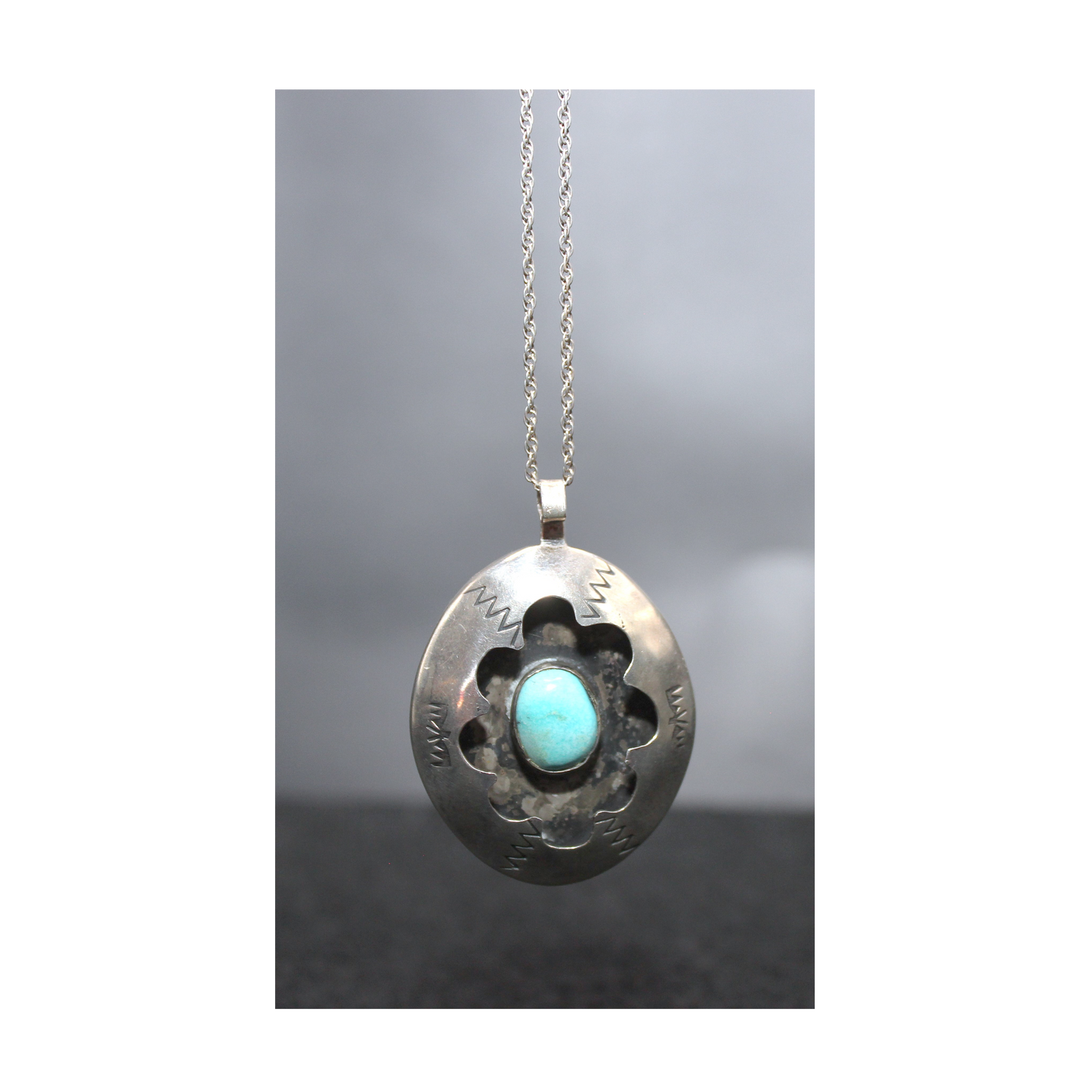 Vintage (Rare) Navajo Shadow Box Necklace w/ Turquoise on one side & Coral on the other