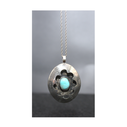 Vintage (Rare) Navajo Shadow Box Necklace w/ Turquoise on one side & Coral on the other