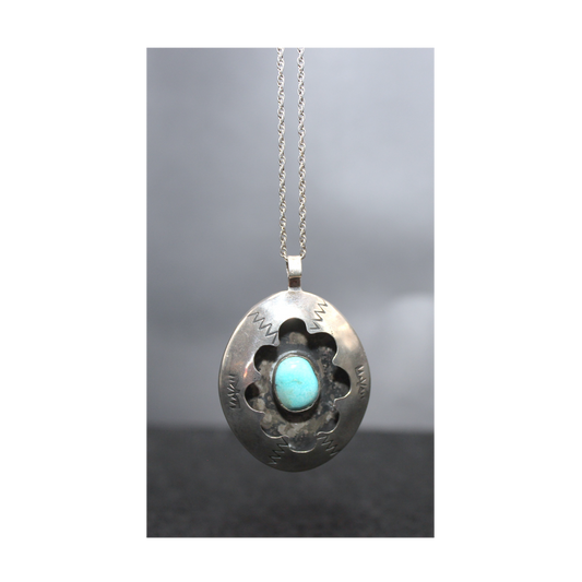 Vintage (Rare) Navajo Shadow Box Necklace w/ Turquoise on one side & Coral on the other