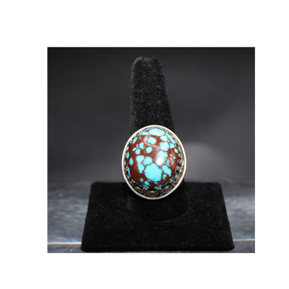 Vintage Navajo Ring- Blue Prince Mine Turquoise w/ Spiderweb Matrix.