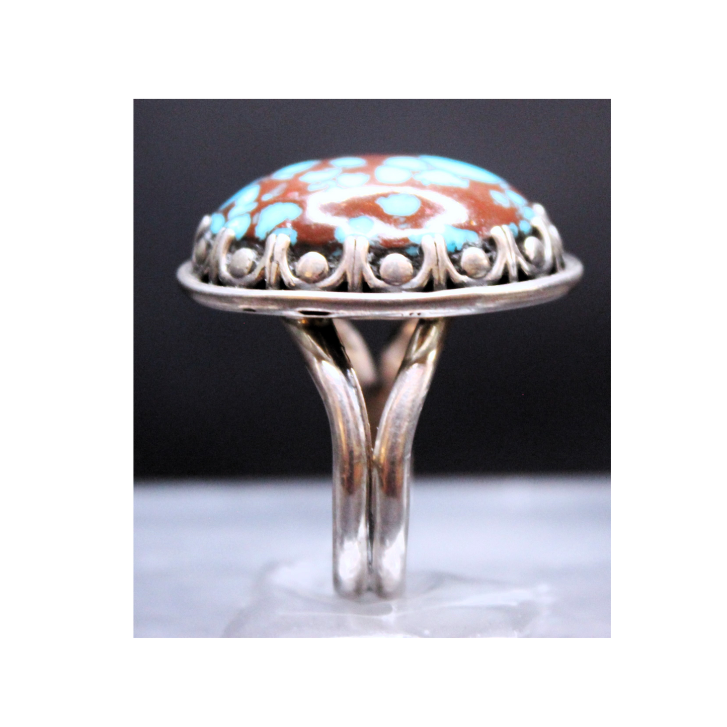 Vintage Navajo Ring- Blue Prince Mine Turquoise w/ Spiderweb Matrix.
