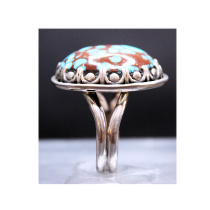 Vintage Navajo Ring- Blue Prince Mine Turquoise w/ Spiderweb Matrix.
