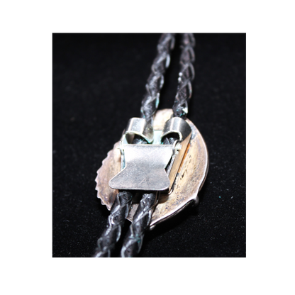 Vintage Navajo Bolo Tie w/ Bear Claw in  Coral & Turquoise Stones. All Sawtooth Bezel Set.