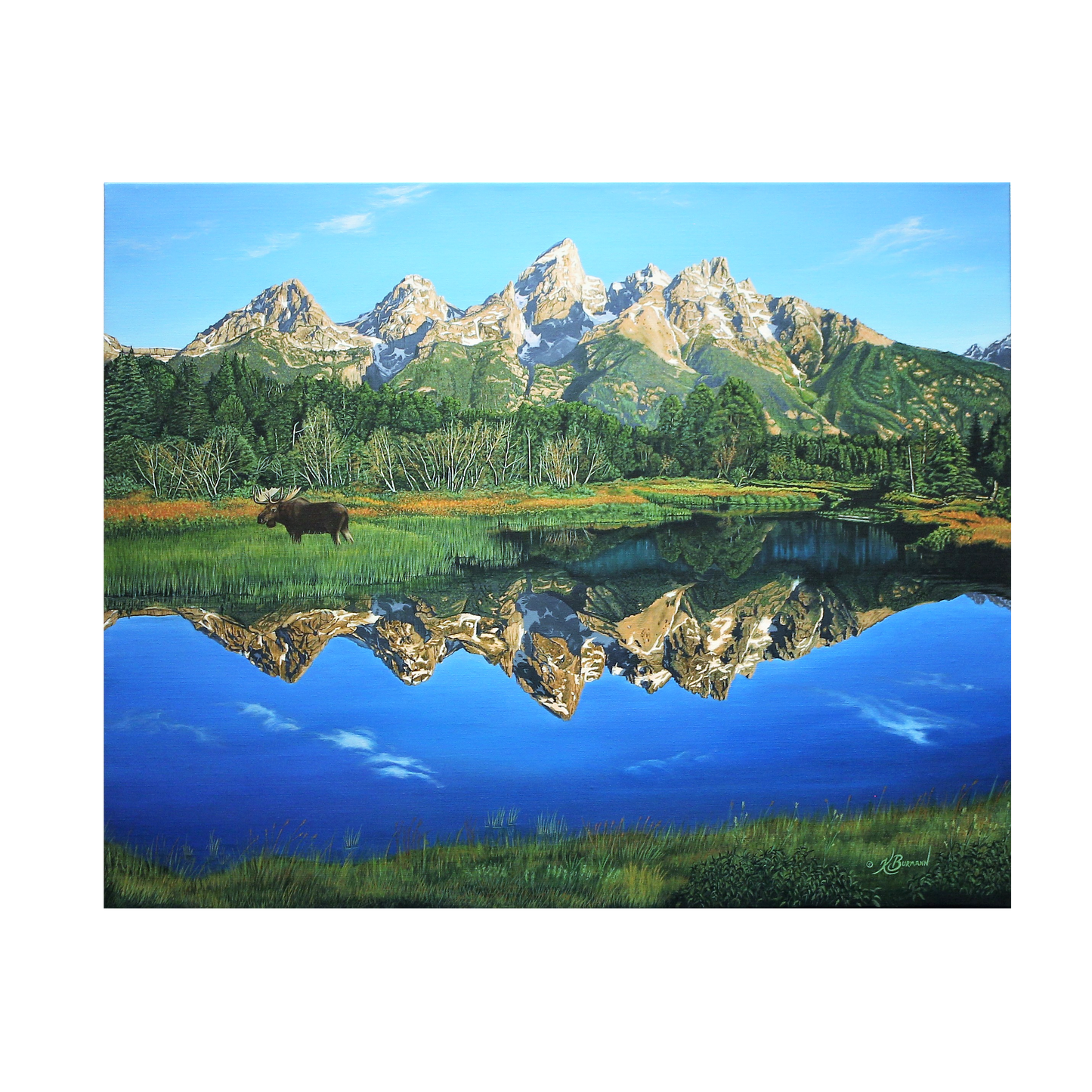 Kurt Burmann 'Grand Teton Mirror of Serenity'  Stretched Painting