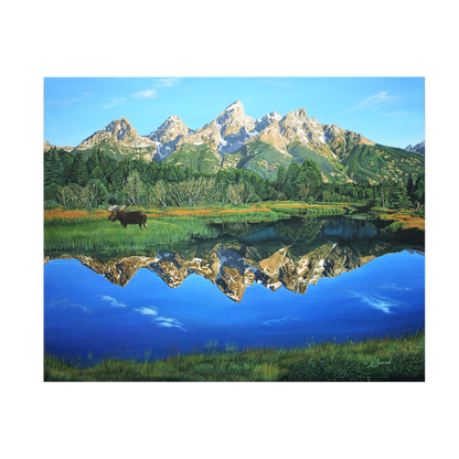 Kurt Burmann 'Grand Teton Mirror of Serenity'  Stretched Painting