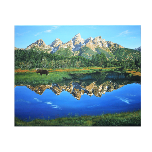 Kurt Burmann 'Grand Teton Mirror of Serenity'  Stretched Painting