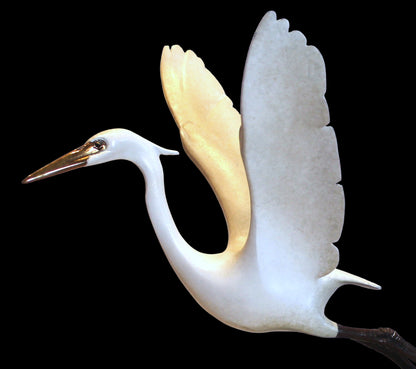 Brian Arthur 'Open Wing Snow White Egret' Sculpture - Centaur Art Galleries