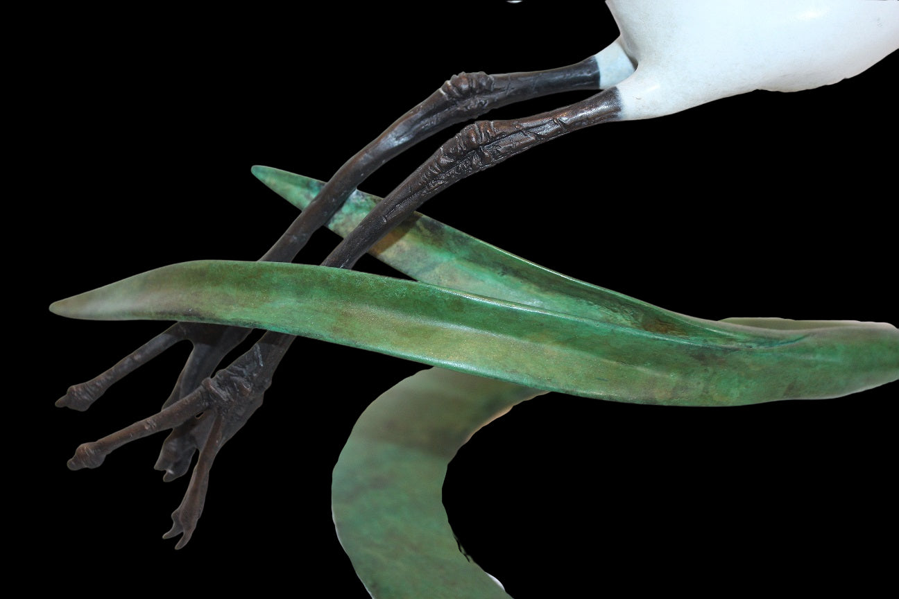 Brian Arthur 'Open Wing Snow White Egret' Sculpture - Centaur Art Galleries