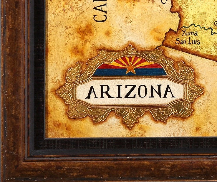 Julius Lira Salazar 'Map of Arizona' Painting - Centaur Art Galleries