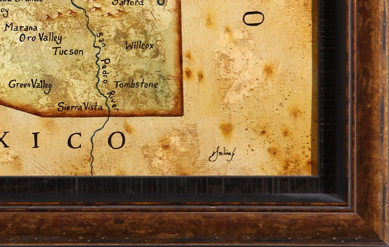 Julius Lira Salazar 'Map of Arizona' Painting - Centaur Art Galleries