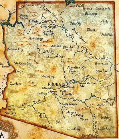 Julius Lira Salazar 'Map of Arizona' Painting - Centaur Art Galleries