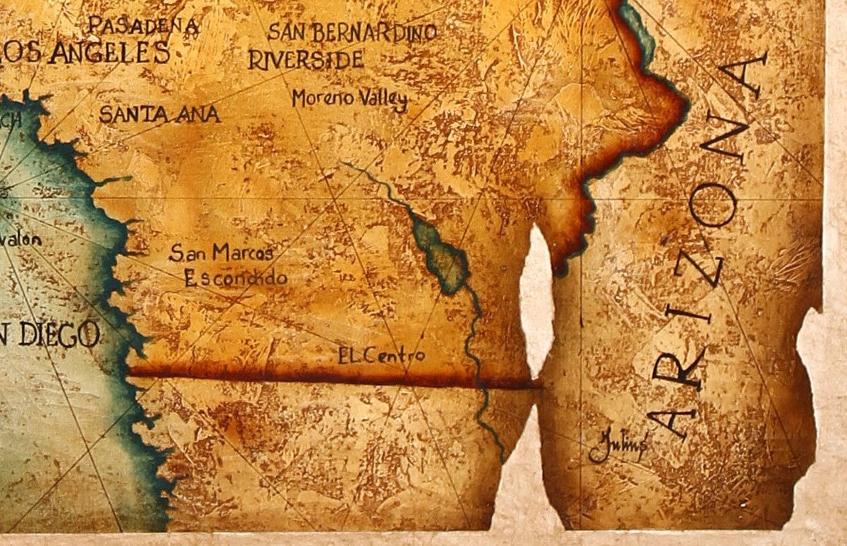 Julius Lira Salazar 'Map of California' Painting - Centaur Art Galleries