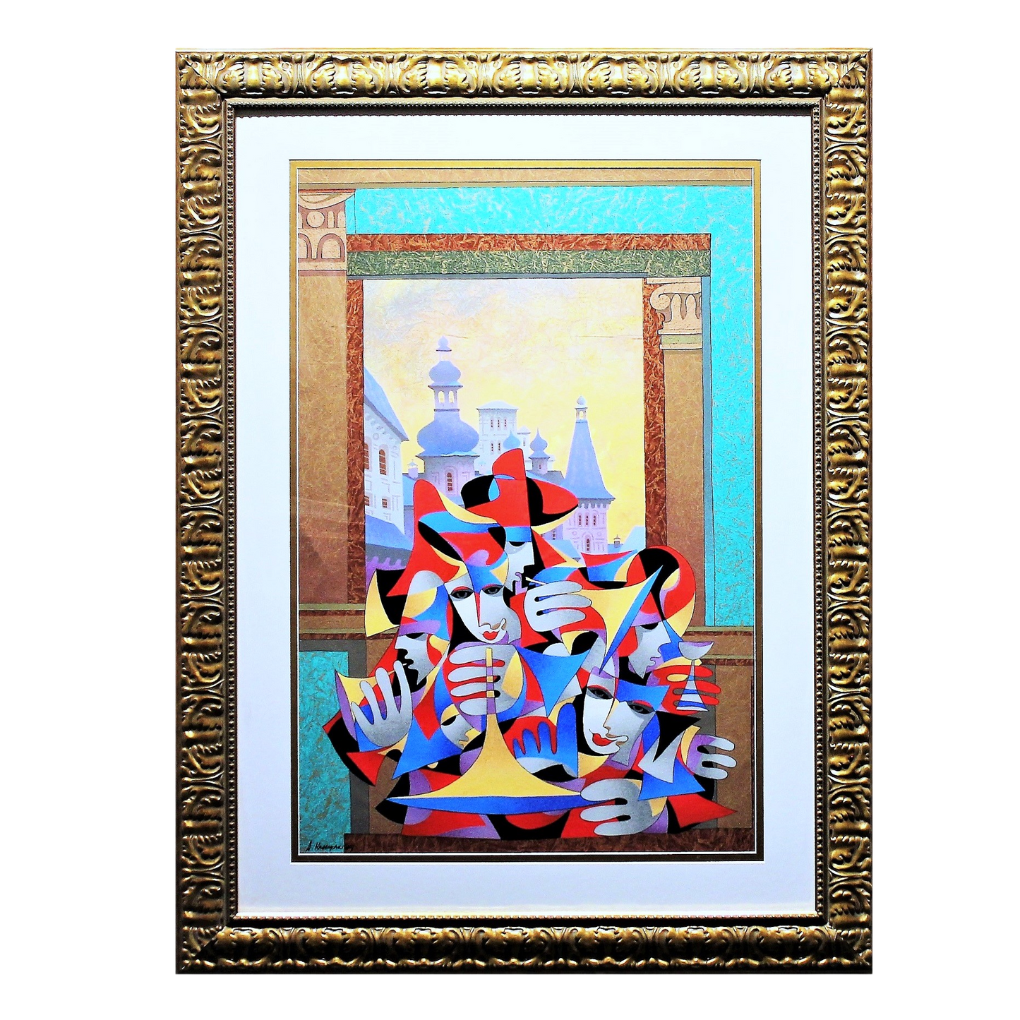 Anatole Krasnyansky 'Gold & Teal Over Looking the City' - Centaur Art Galleries