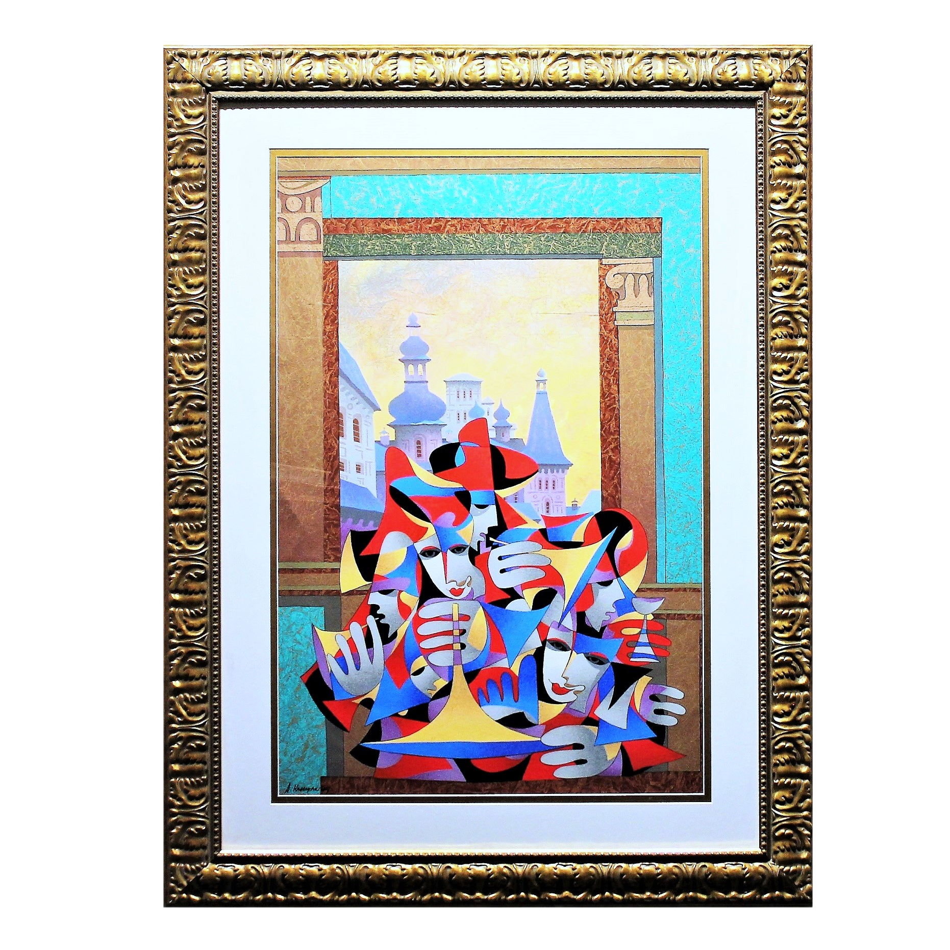 Anatole Krasnyansky 'Gold & Teal Over Looking the City' - Centaur Art Galleries