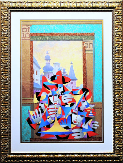 Anatole Krasnyansky 'Gold & Teal Over Looking the City' - Centaur Art Galleries