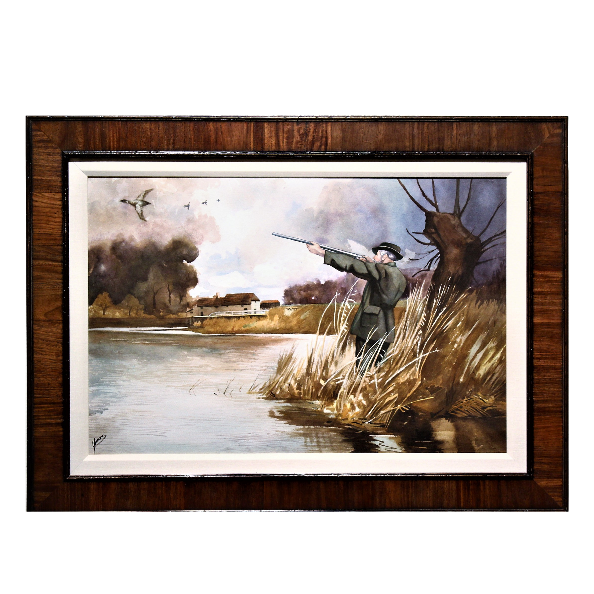Quos 'Duck Hunting' Watercolor Painting - Centaur Art Galleries