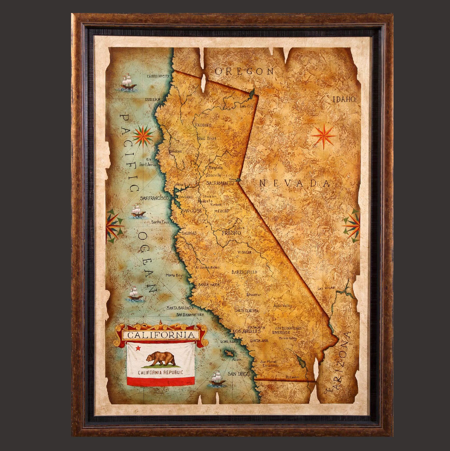 Julius Lira Salazar 'Map of California' - Centaur Art Galleries