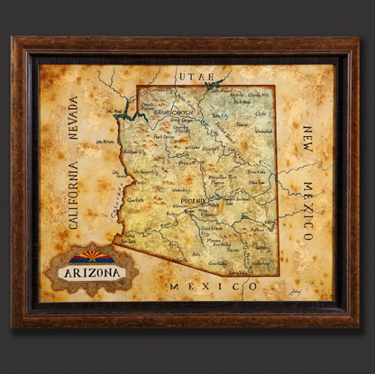 Julius Lira Salazar 'Map of Arizona' - Centaur Art Galleries