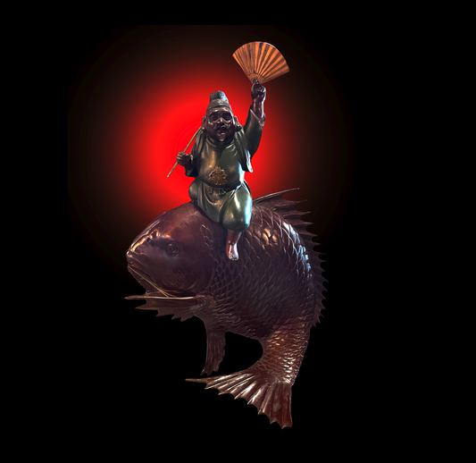 Unsigned 'Ebisu on a giant carp Fish'